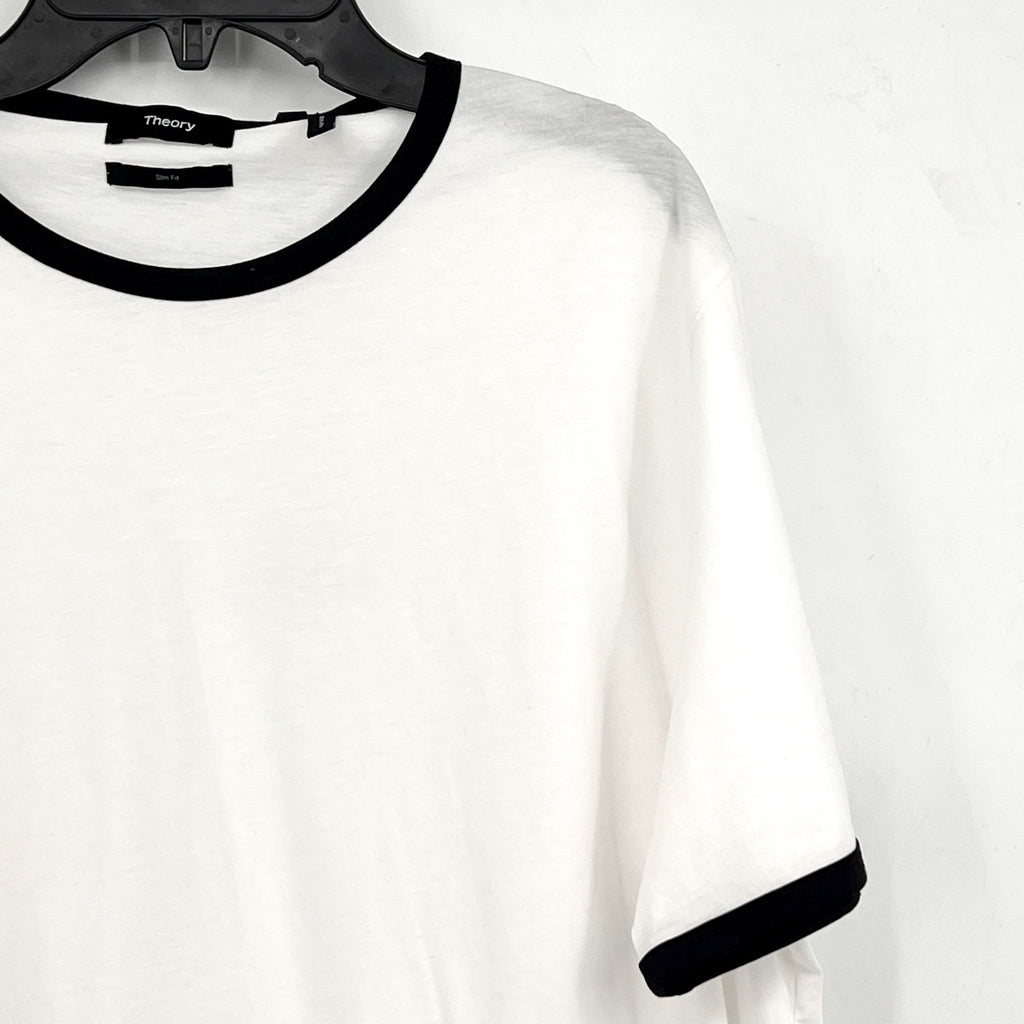 THEORY Men's Crewneck Cillian Tee Medium White Short Sleeve Cotton Jersey NWT