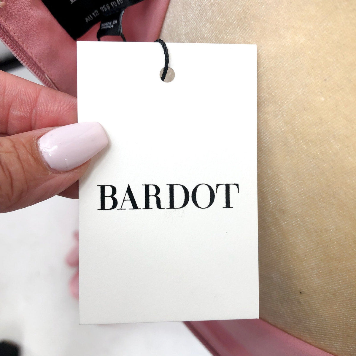 BARDOT Womens Rome Diamonte Slip Dress US Size 8 Blush Pink Open Back V NWT