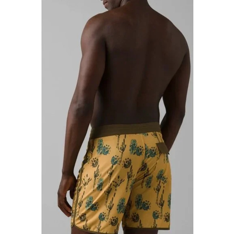 PRANA Men's Vintage Board Short Size 40 Yellow Morro Cactus 6" Inseam NWT