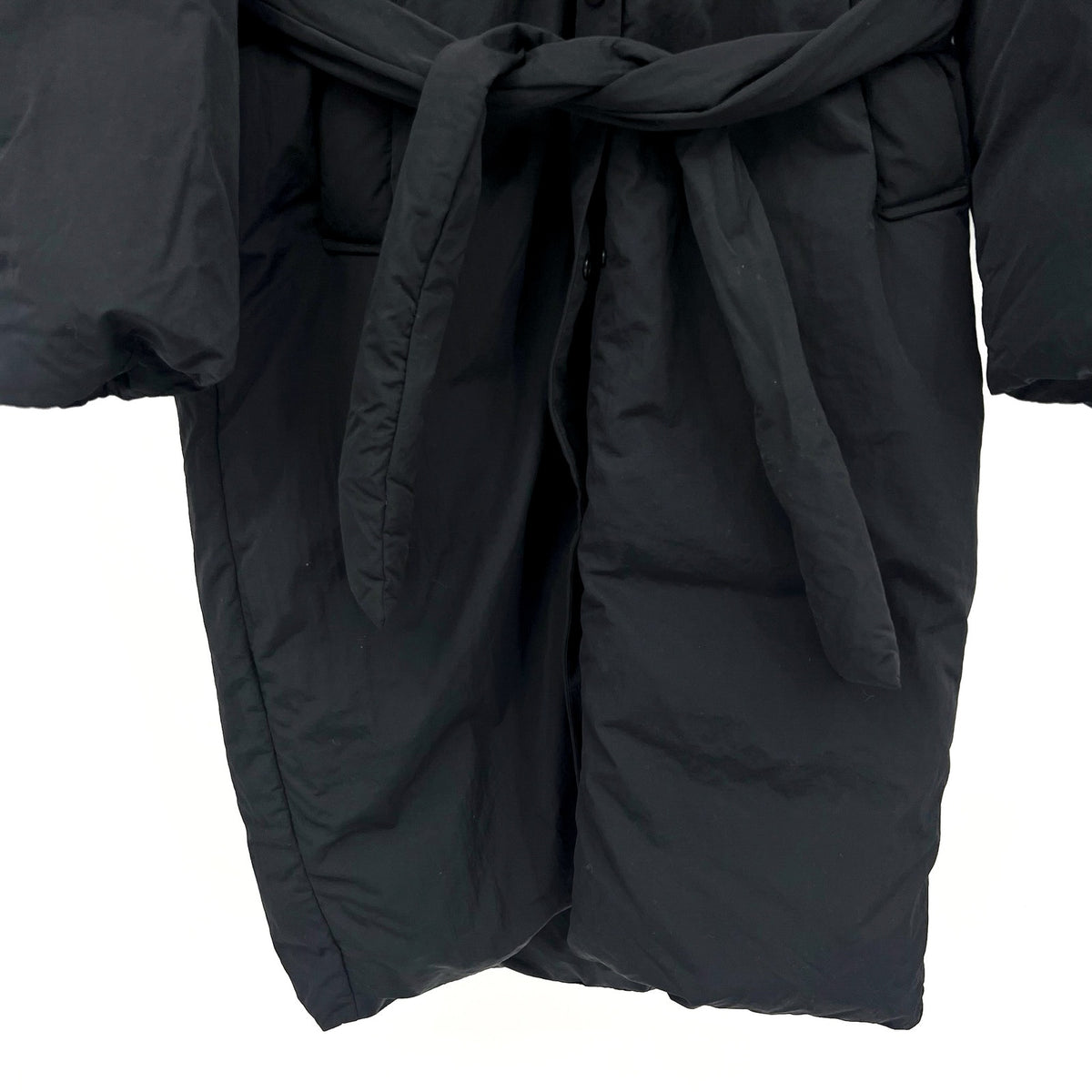 EVERLANE Women's Duvet Puffer Down Coat Medium Black Belted Hooded NWT