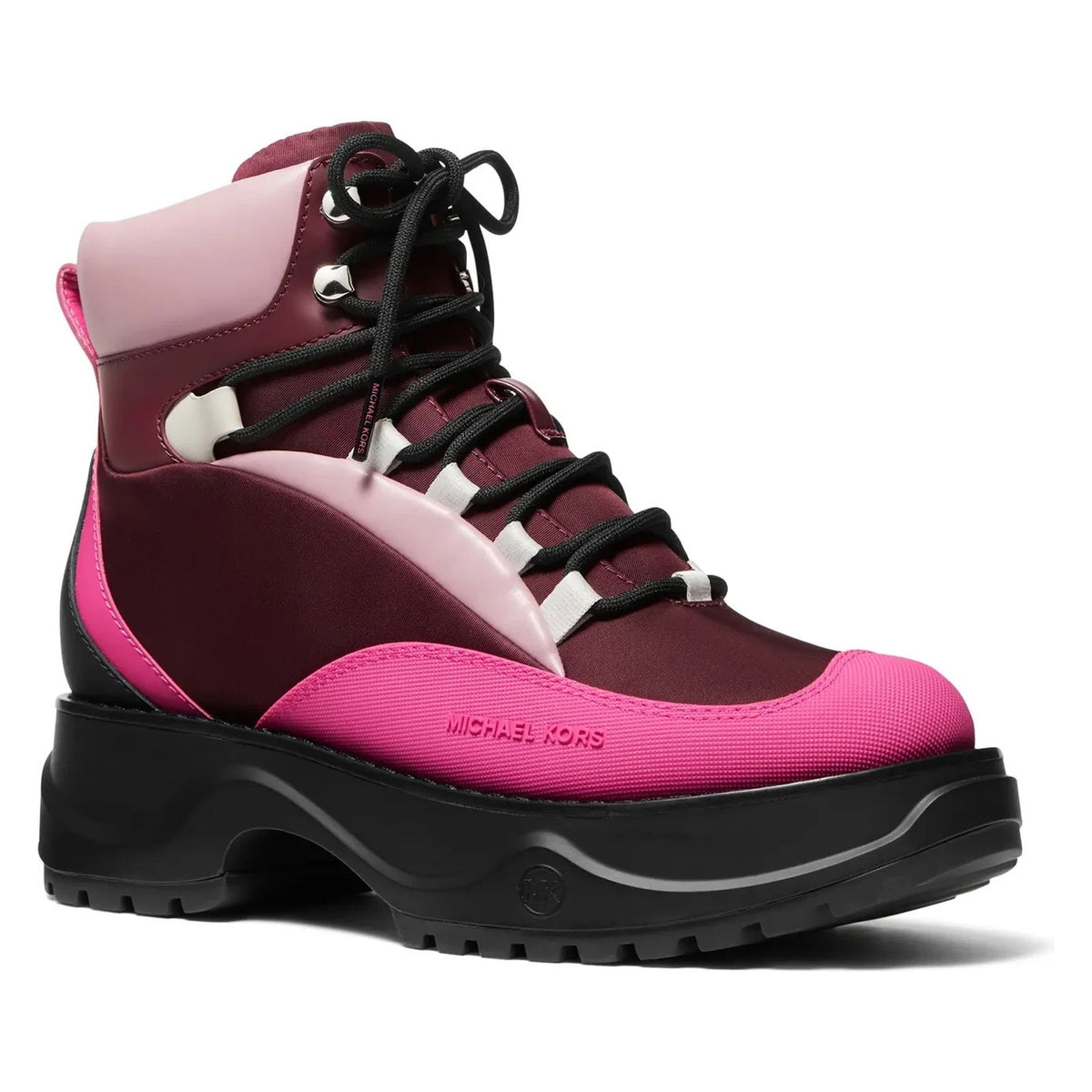 Micheal Kors Womens Dupree Hiker Booties Size 7 Pink Black Platform NWOB