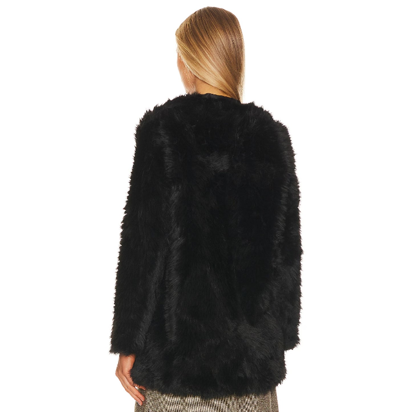 BARDOT Women's Logan Faux Fur Coat Jacket Large Black Long Sleeve NWT
