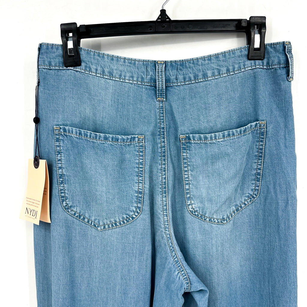 NYDJ Womens Whitney Pleated Trousers Pants Size 4 Blue Canary Beach Wide Leg NWT