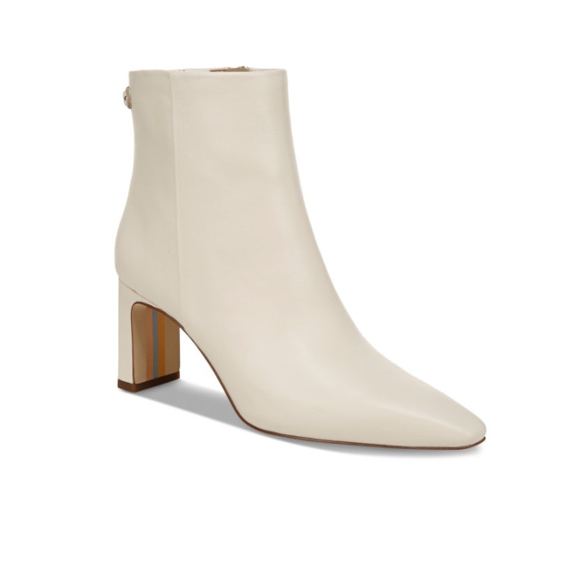 Sam Edelman Womens Saige 2 Ankle Boots US 7.5 M EU 38 White Cream Leather NWOB