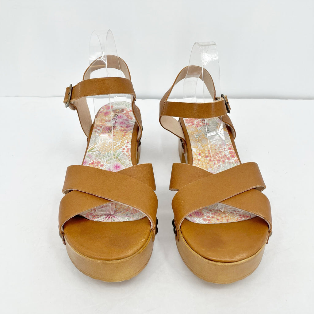 Eric Michael Womens Brooke Sandals EU 41 US 10-11M Brown Leather NIB