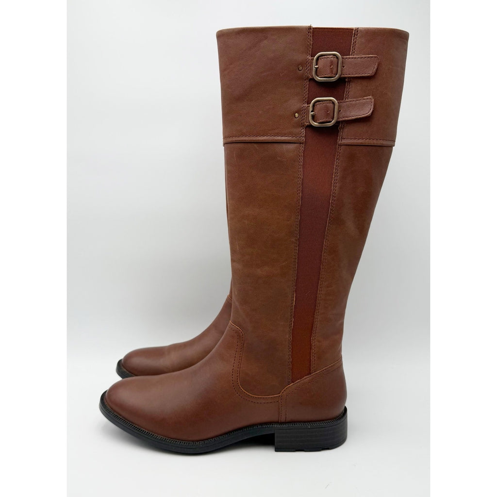 Clarks Womens Adalynn Hope Knee High Boots Size 8.5 M Tan Leather NIB