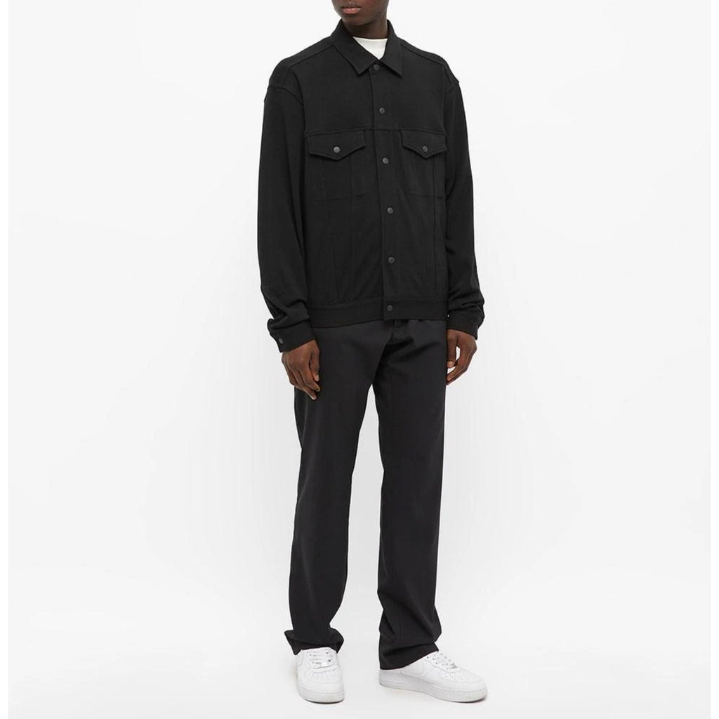 STAMPD Mens Fleece Trucker Jacket Medium Black Button Up Collared Pockets NWT