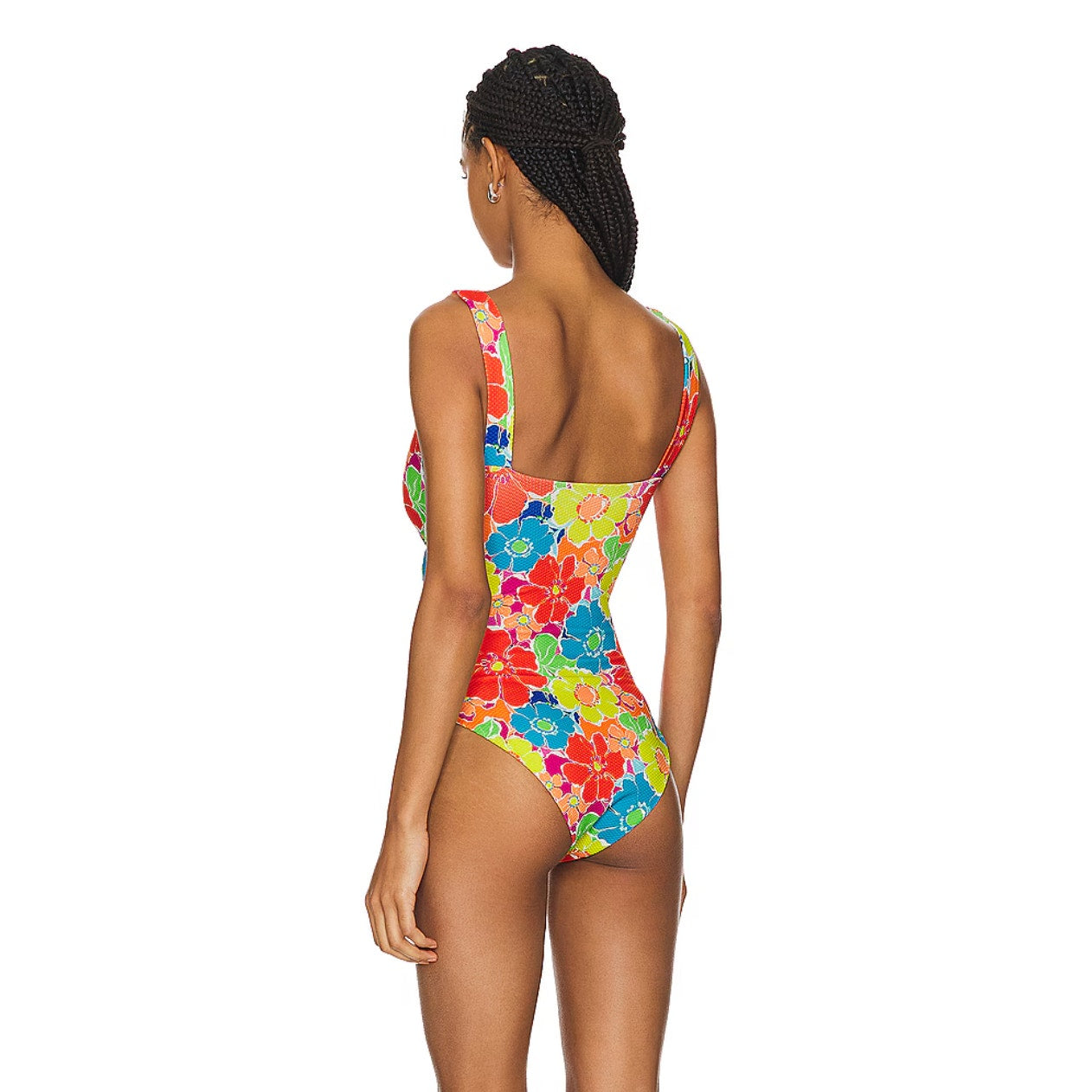 BEACH RIOT Tyler One Piece Swimsuit Large Yellow Neon Blooms Waffle Cut Out NWT