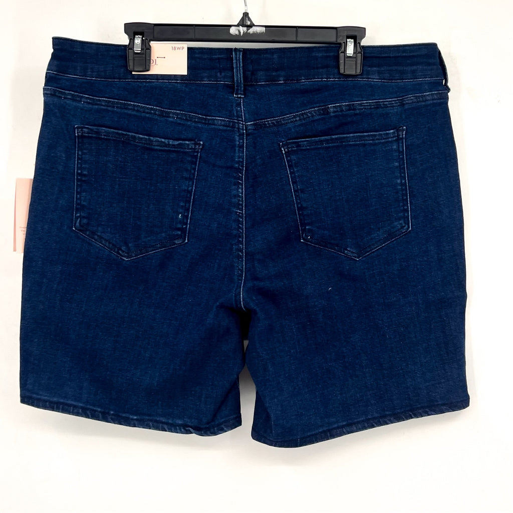 NYDJ Womens Ella Denim Shorts Size 18W PETITE Dark Blue Arise 8" Inseam NWT