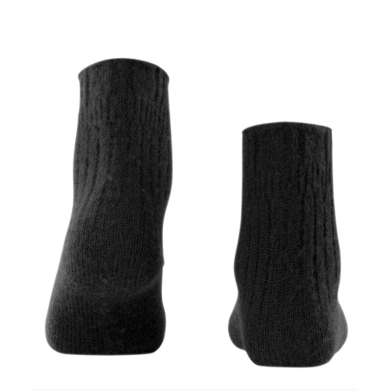 FALKE Women's Rib Bed Socks US 8-10.5 EU 39-42 Black Mid Calf Wool Cashmere NWT