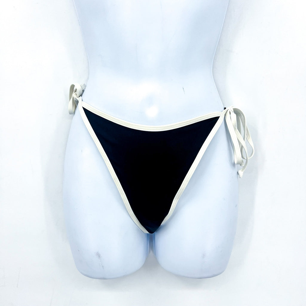 L*Space Women's Levy Classic Bikini Bottom Medium Black White Adjustable Tie NWT