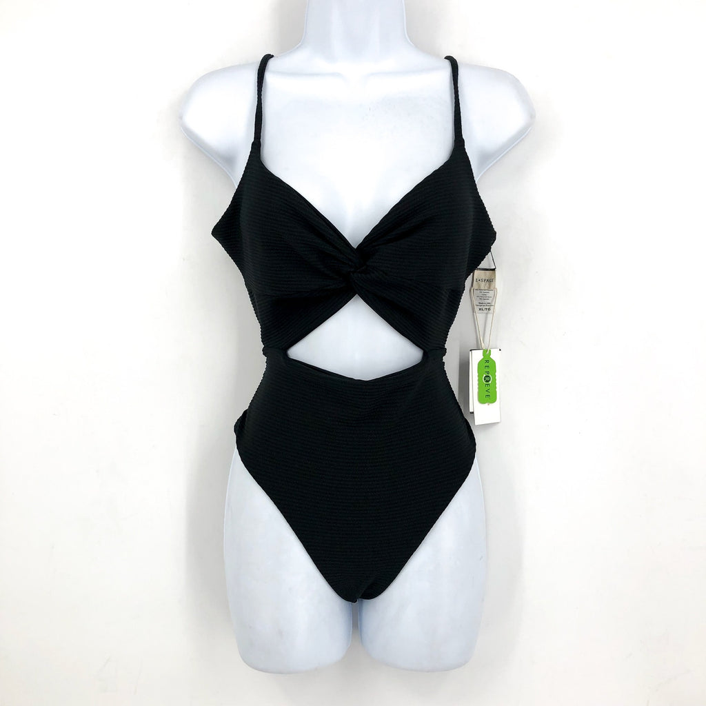 L*SPACE Women's Kyslee One Piece Swimsuit XL Black Eco Chic Repreve Twist NWT