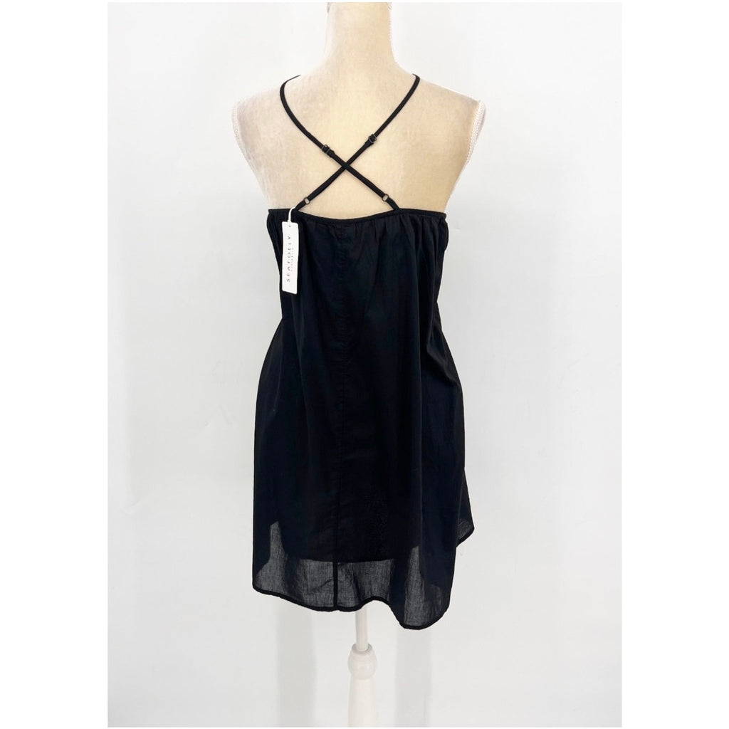 SEAFOLLY Womens Garden Party Fleur Halter Mini Dress Size US 6 Black A-Line NWT