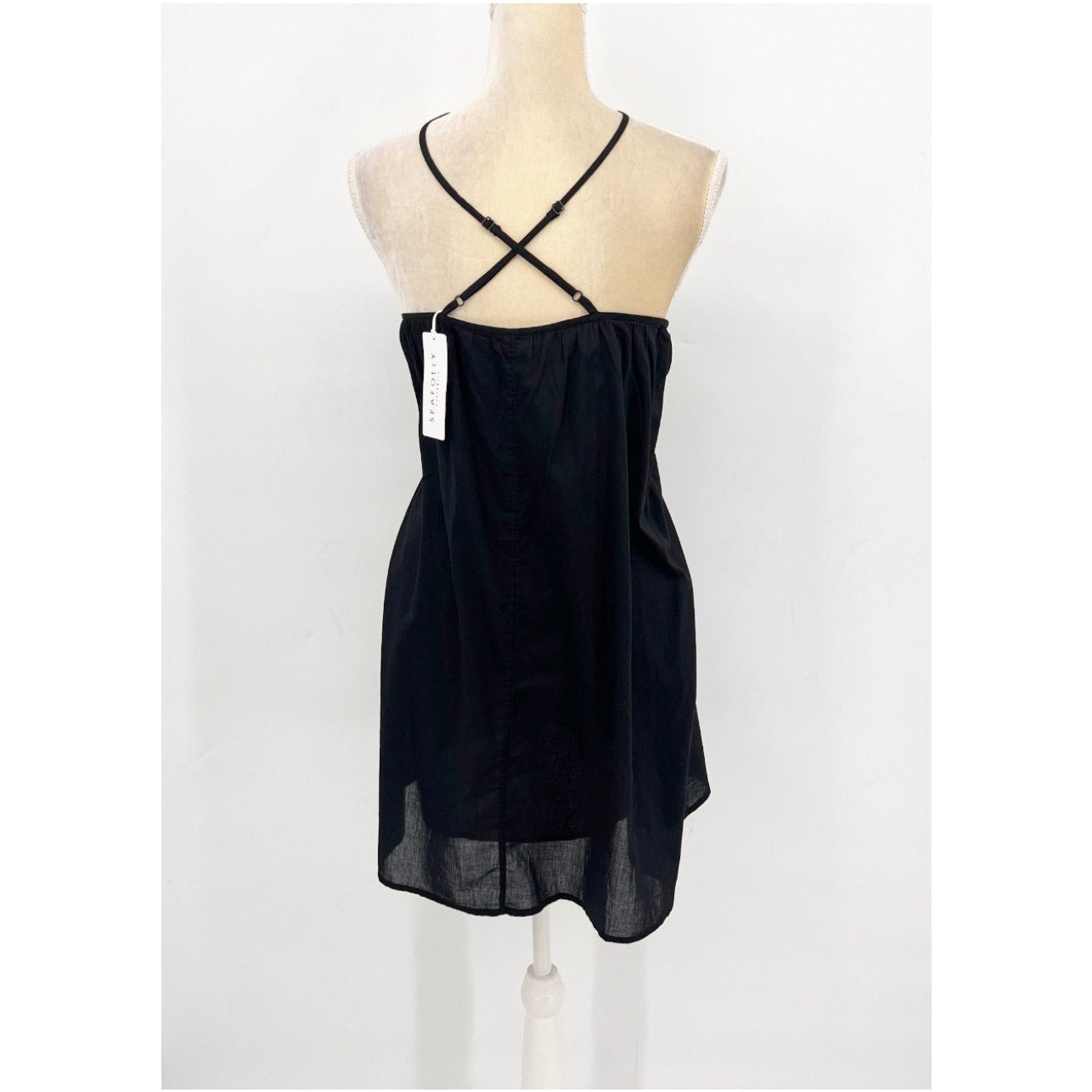 SEAFOLLY Womens Garden Party Fleur Halter Mini Dress Size US 6 Black A-Line NWT