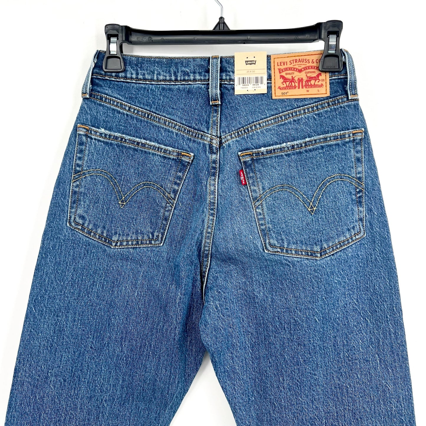 LEVI'S Women's 501 High Rise Straight Leg Jeans 25x30 Medium Blue NWT