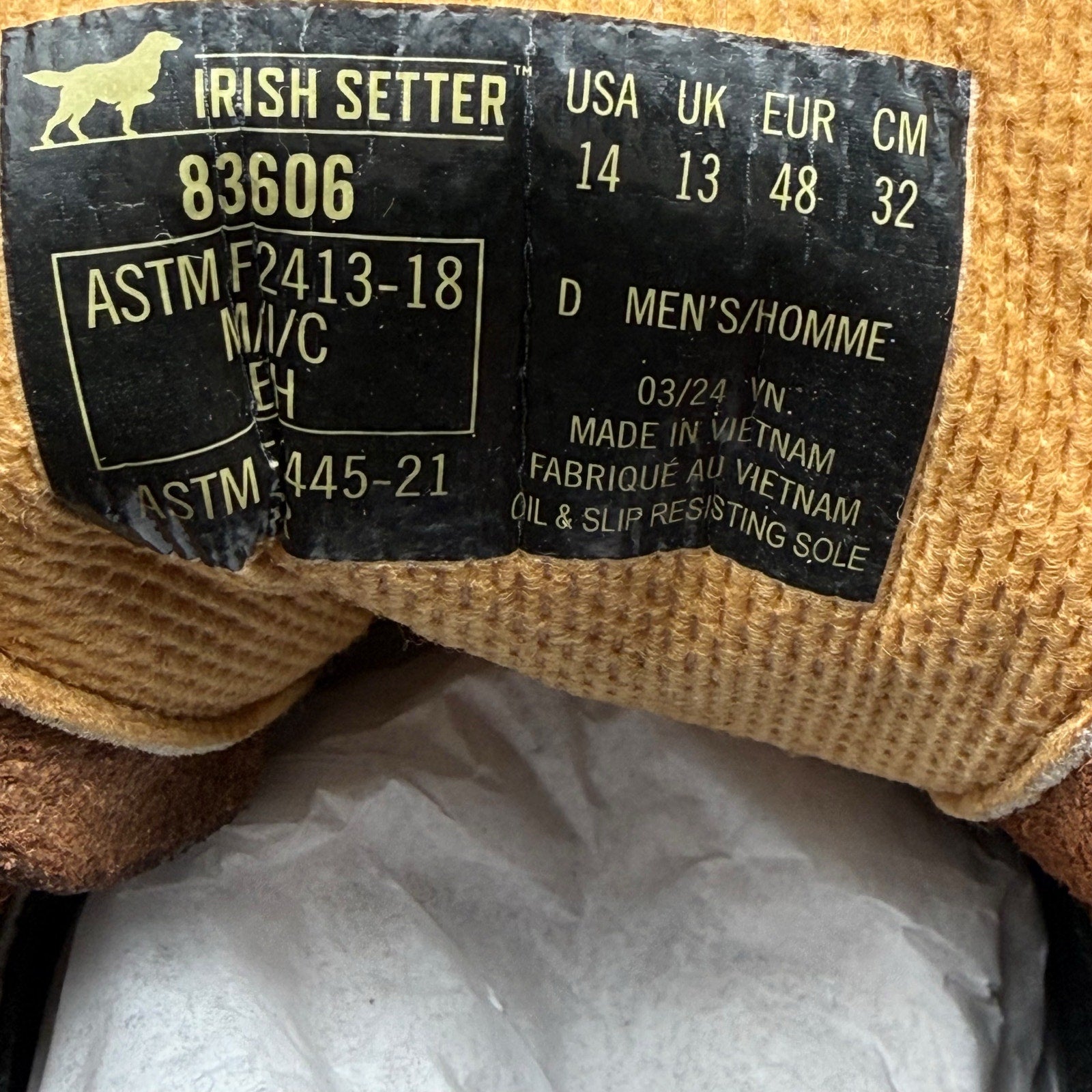 Irish Setter Mens Ashby 6" Aluminum-Toe Work Boots US 14 Brown Leather 83606 NIB