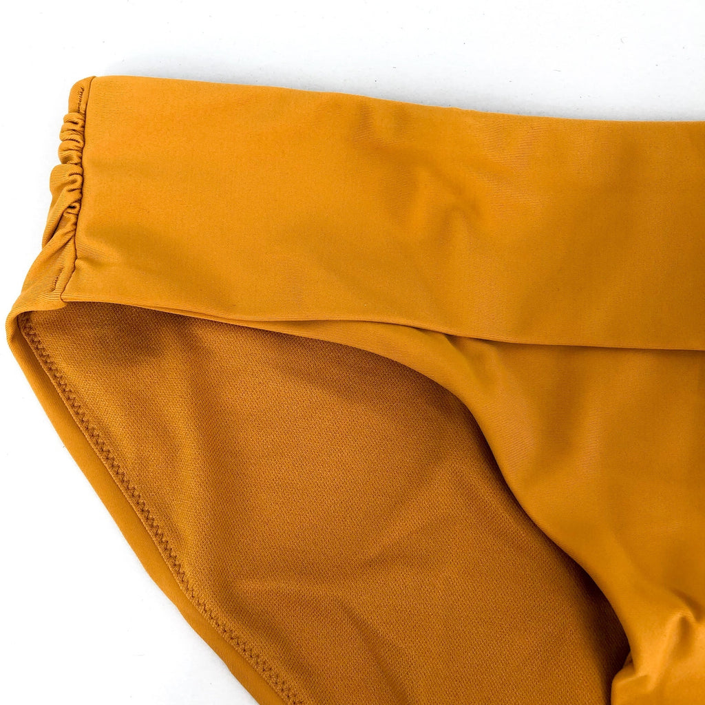 PRANA Women's Marta Hipster Bikini Bottoms Medium 8-10 Gold Deep Solstice NWT