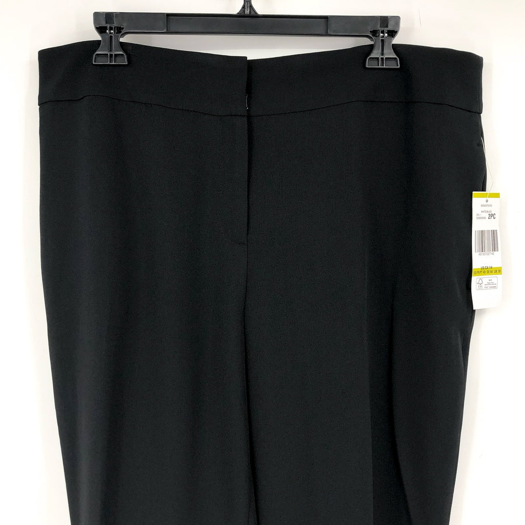 LE SUIT Women's Straight Leg Suit Pants Size 14 Black Flat Front Stretch NWT