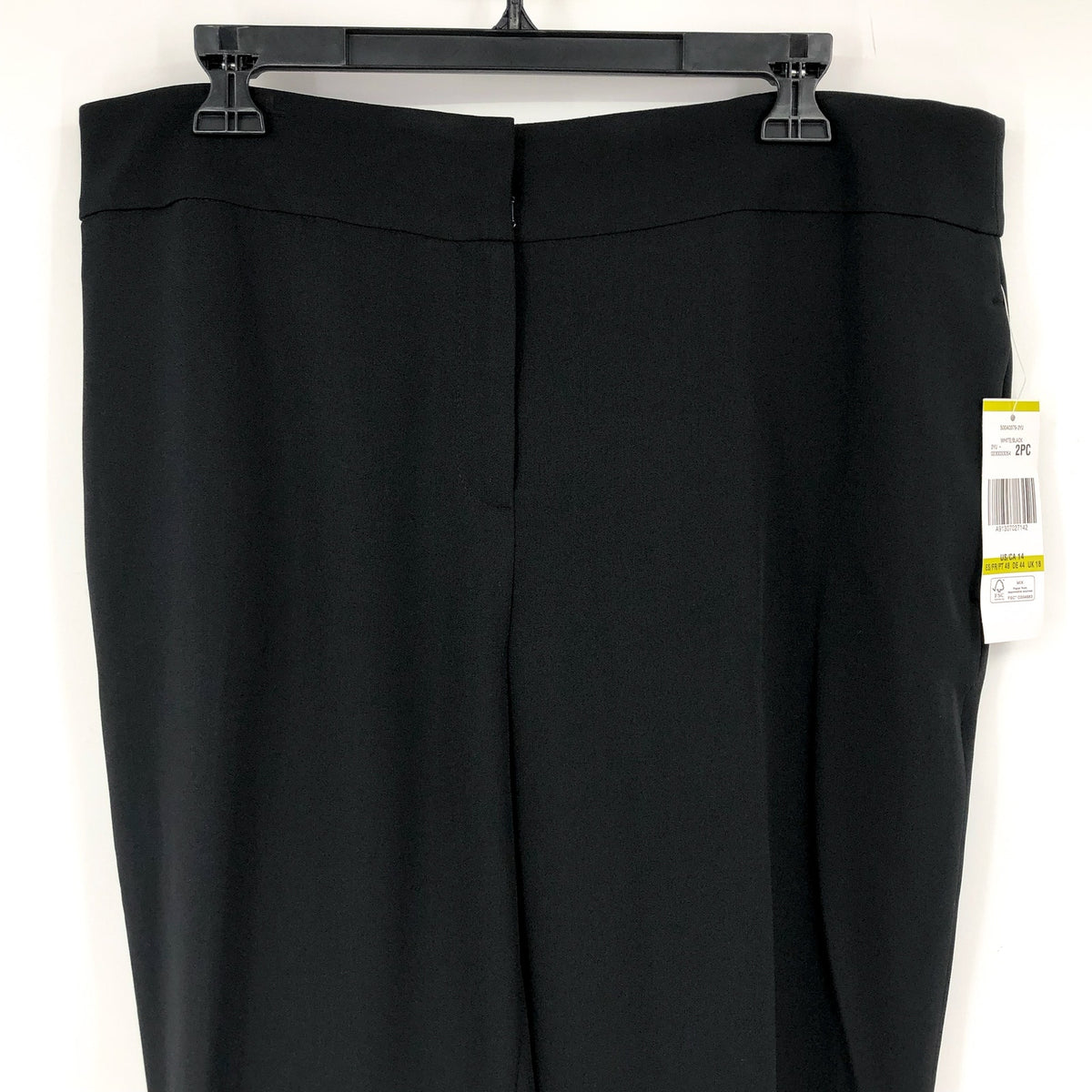 LE SUIT Women's Straight Leg Suit Pants Size 14 Black Flat Front Stretch NWT