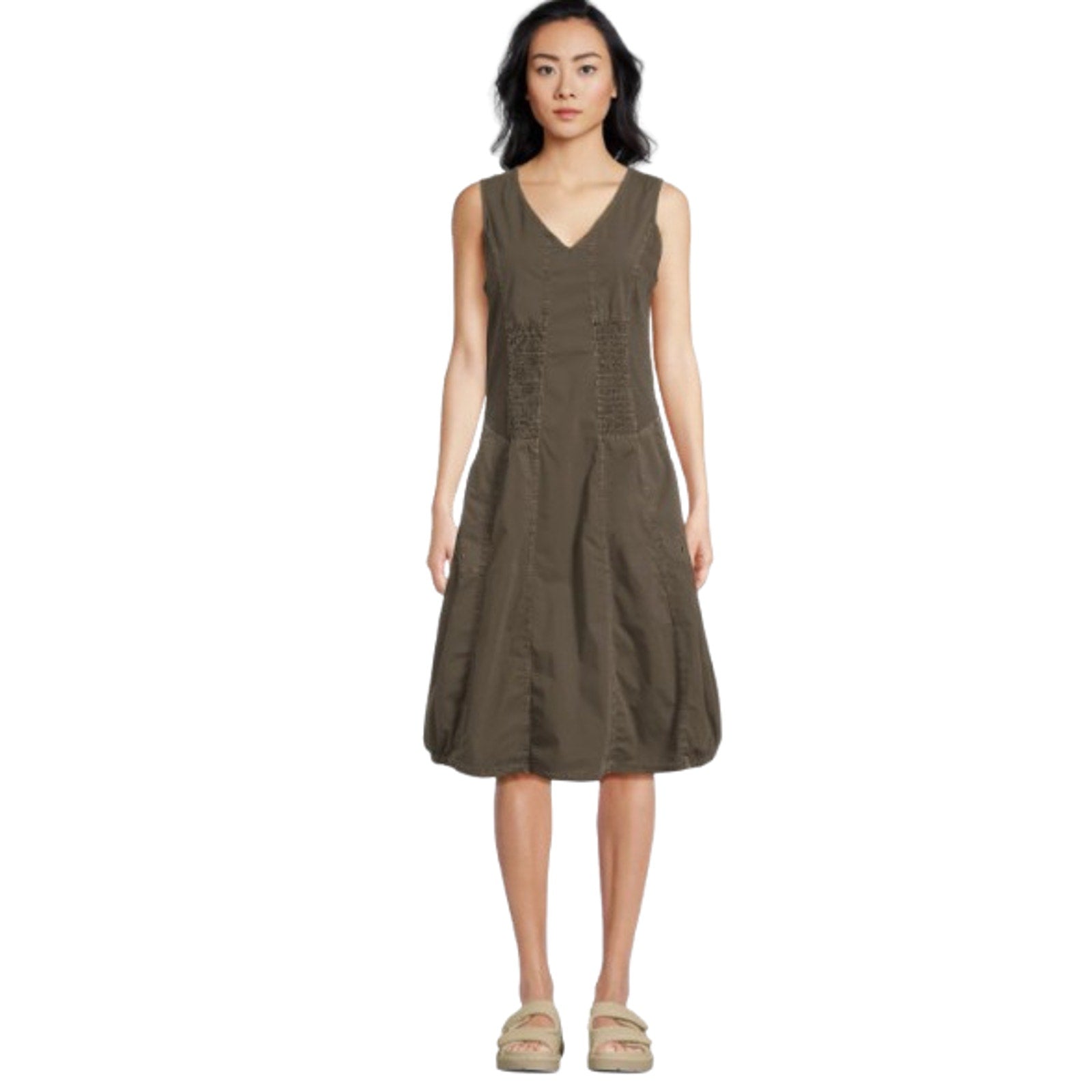 XCVI WEARABLES Gibbon Tank Dress Small Olive Green Sleeveless V Neck NWT