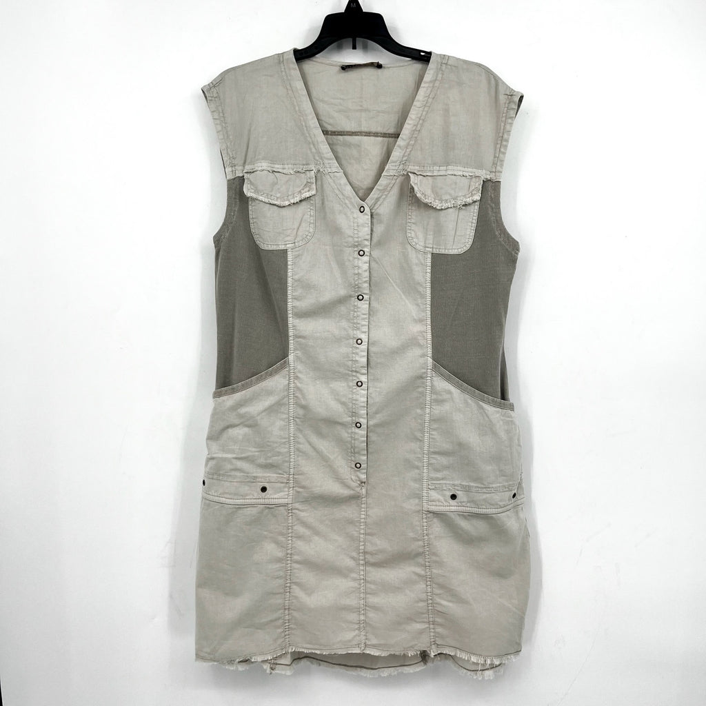 XCVI WEARABLES Austen Linen Mini Shirt Dress Large Grey Pigment Cotton Linen NWT