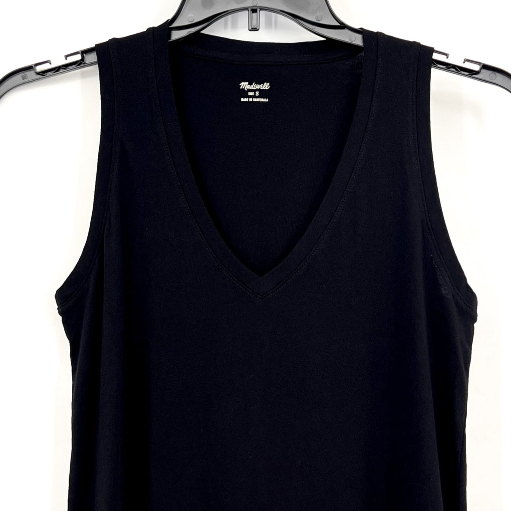 MADEWELL Women's Northside V-Neck Tank Top Small Black Sleeveless NWT