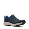 Clarks Womens Wave Plateau AP Sneakers Size 7.5 Wide EU 38 Navy Blue Nubuck NIB