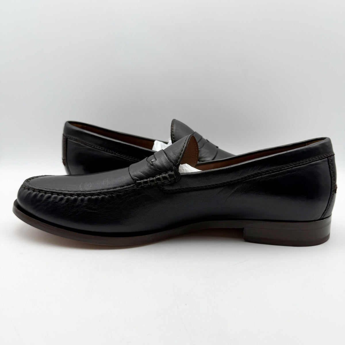 Johnston & Murphy Mens Baldwin Penny Loafers Size 13 M Black Leather NIB