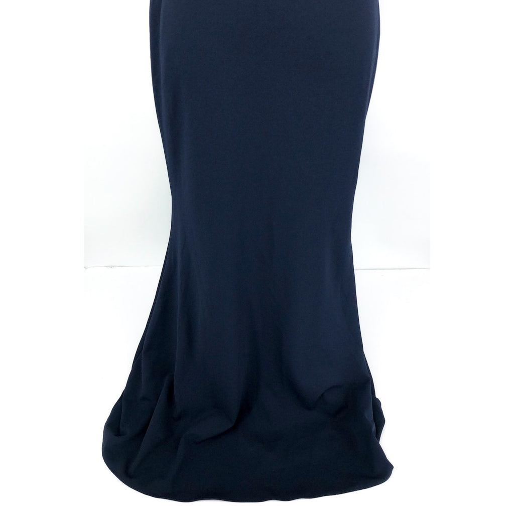 BETSY & ADAM Asymmetrical Scuba Crepe Dress Size 12 Navy Blue A25025 NWT