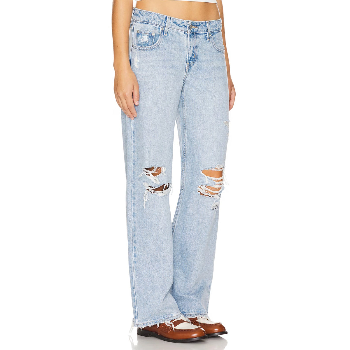 LEVI'S Womens Low Loose Straight Jeans 25x32 Size 0 Light Blue A5566-0001 NWT