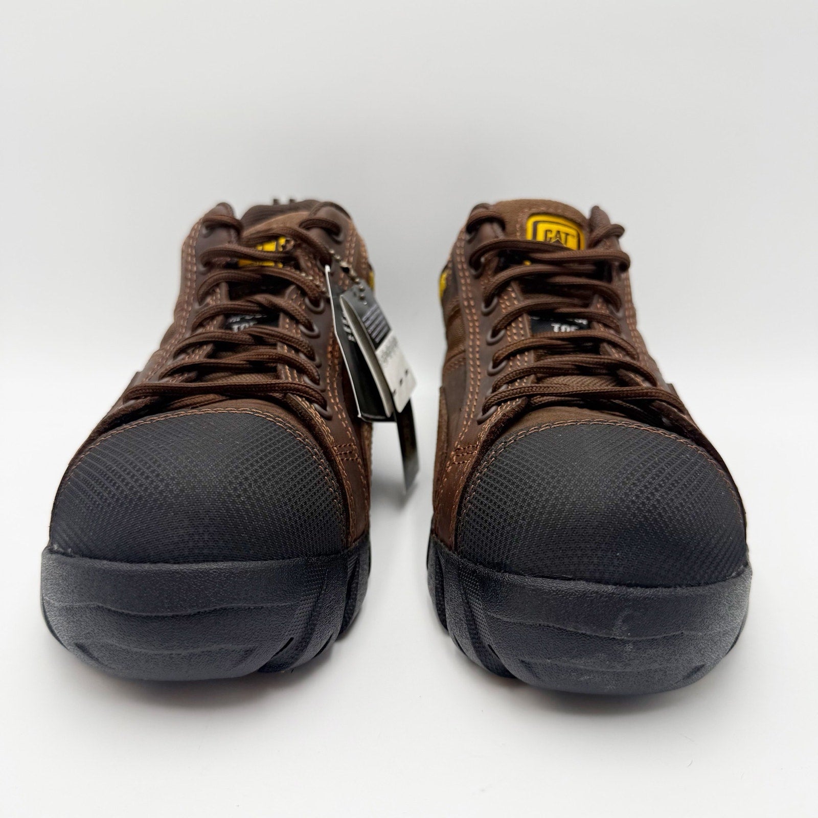 Caterpillar Mens Argon Composite Toe Work Shoes Size 7 WIDE Brown Leather NIB