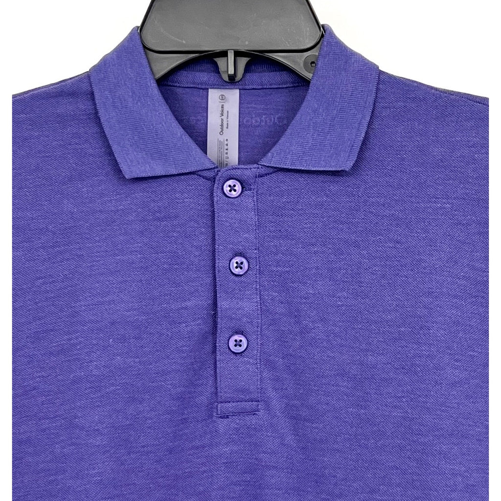 OUTDOOR VOICES Men's Birdie Long Sleeve Polo Shirt XXS Purple DriRELEASE NWT