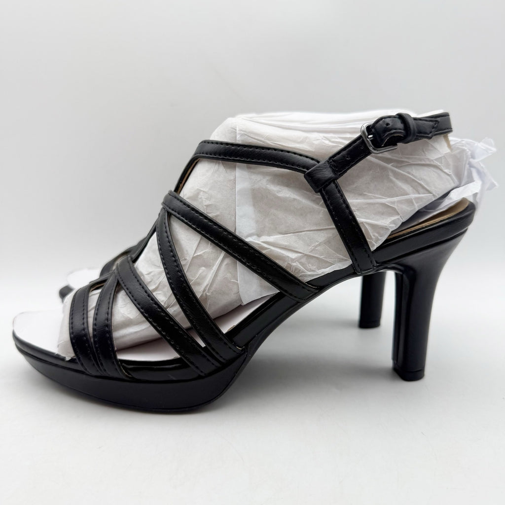 Naturalizer Womens Baylor Heeled Sandals US 8 Wide EU 38.5 Black NWOB