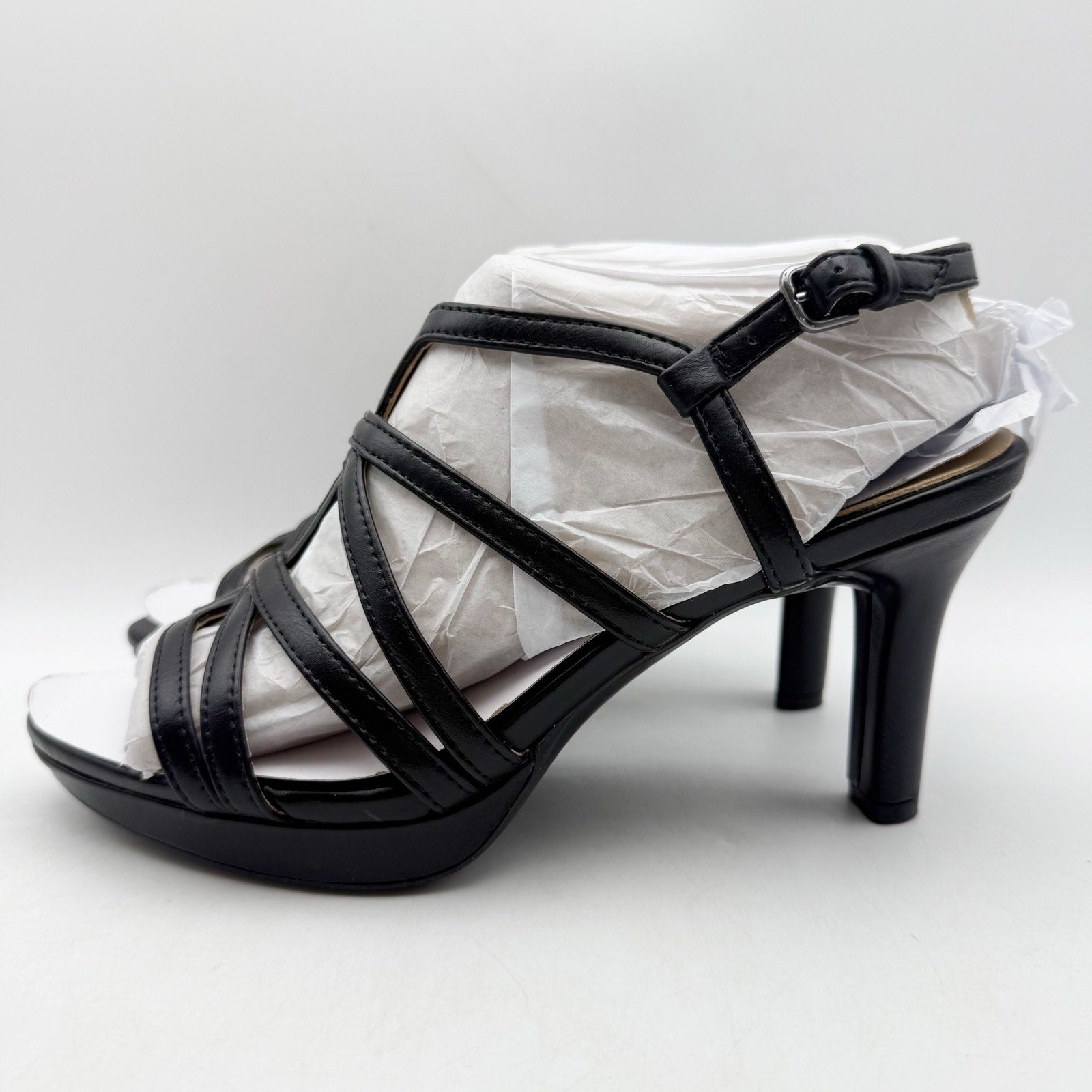 Naturalizer Womens Baylor Heeled Sandals US 8 Wide EU 38.5 Black NWOB