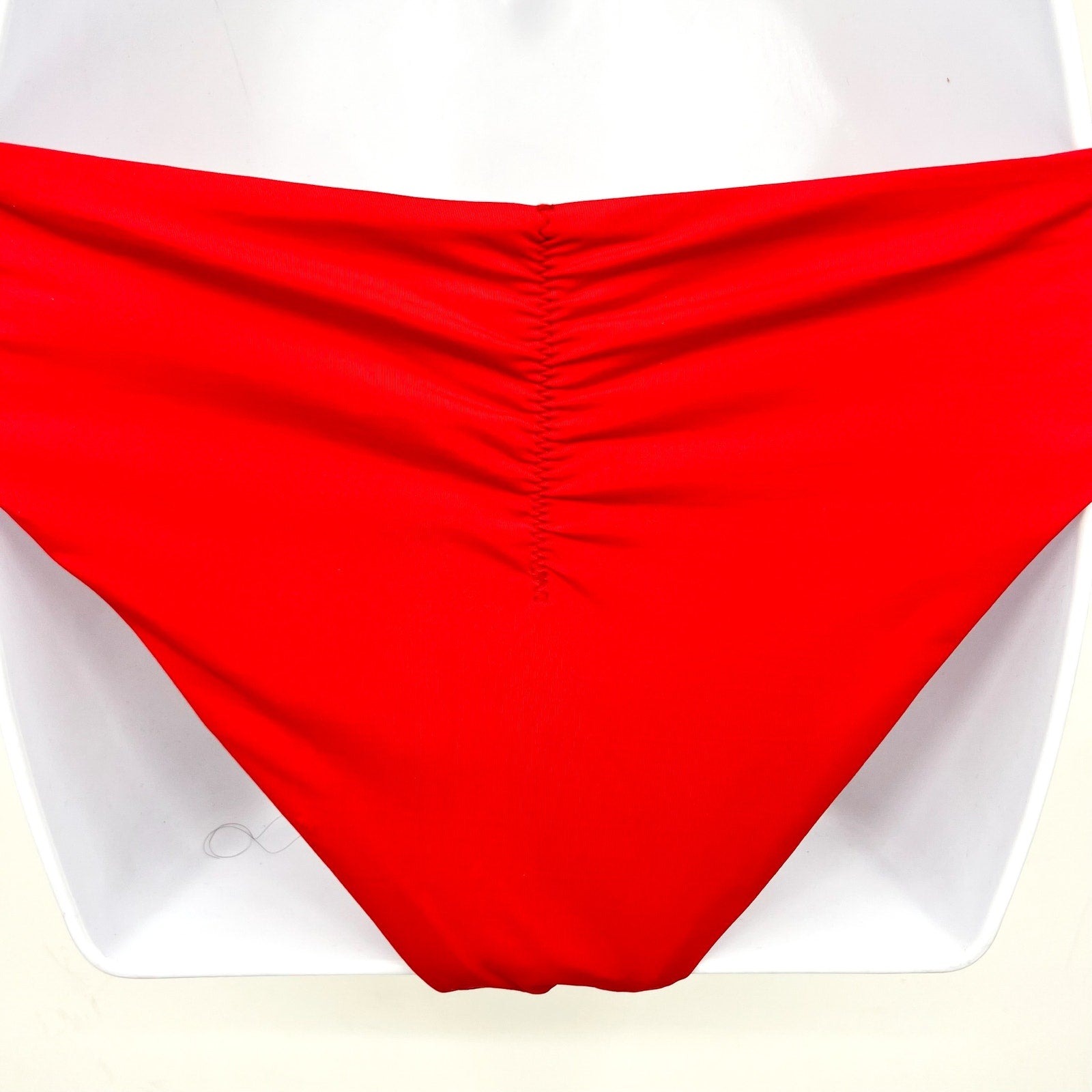 BECCA Women's Adela Ruched Hipster Bikini Bottom Small Fire Red NWT