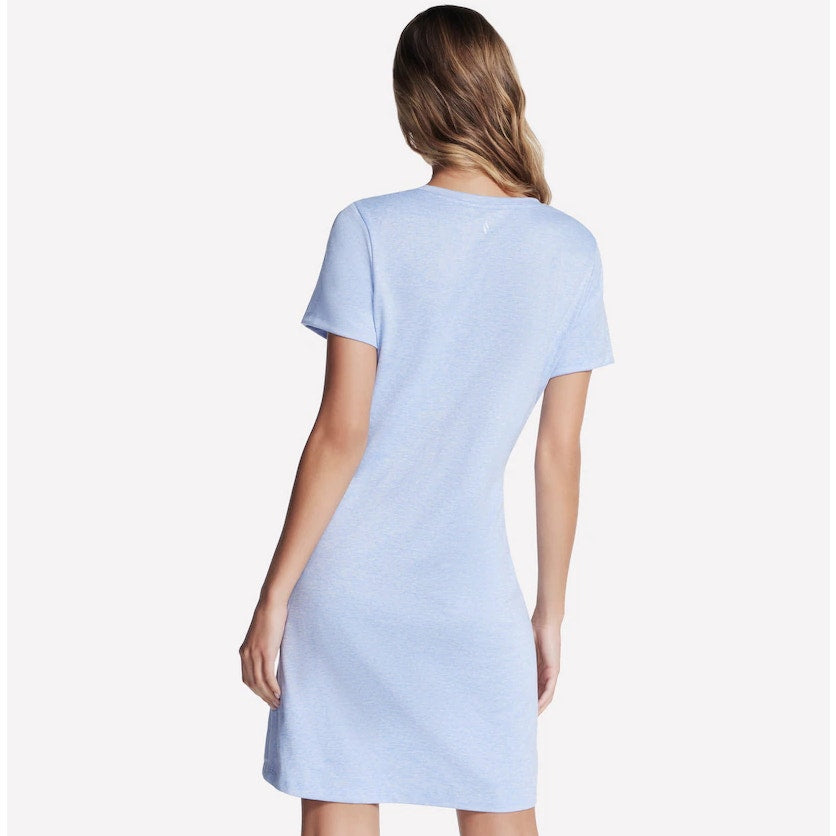 SKECHERS Women's GoDri Swift T-Shirt Dress Medium Blue Short Sleeve NWT