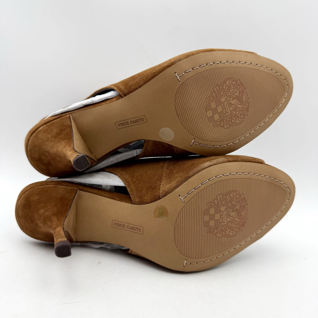 Vince Camuto Womens Pavles Ankle Strap Heeled Sandals US 6.5 M Brown Suede NIB