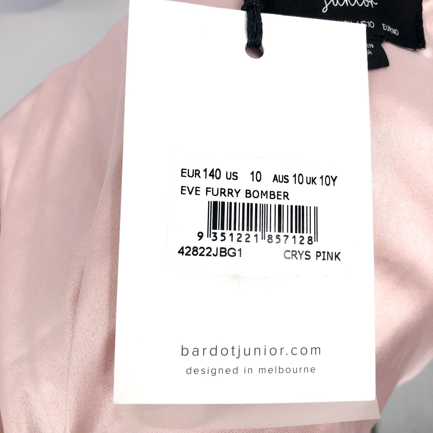 BARDOT JUNIOR Girls' Eve Faux-Fur Bomber Jacket Size 10 Pink Crystal NWT