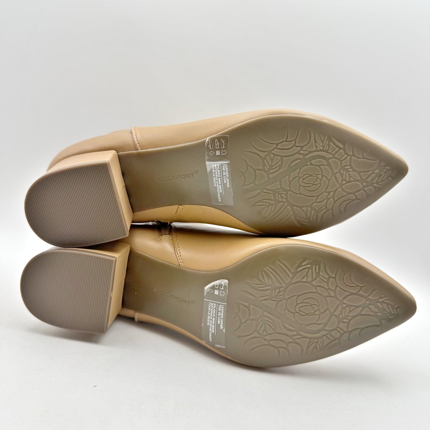 Rockport Womens Milia Block Bootie US 7 M EU 37.5 Tan Brown Leather NIB