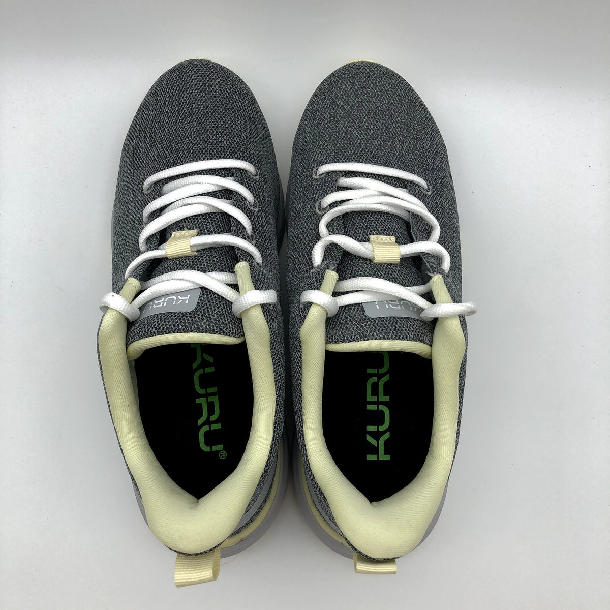 KURU Womens Flex Via Sneakers Size 10.5 Dove Gray Pale Lime Athletic Shoes NWOB