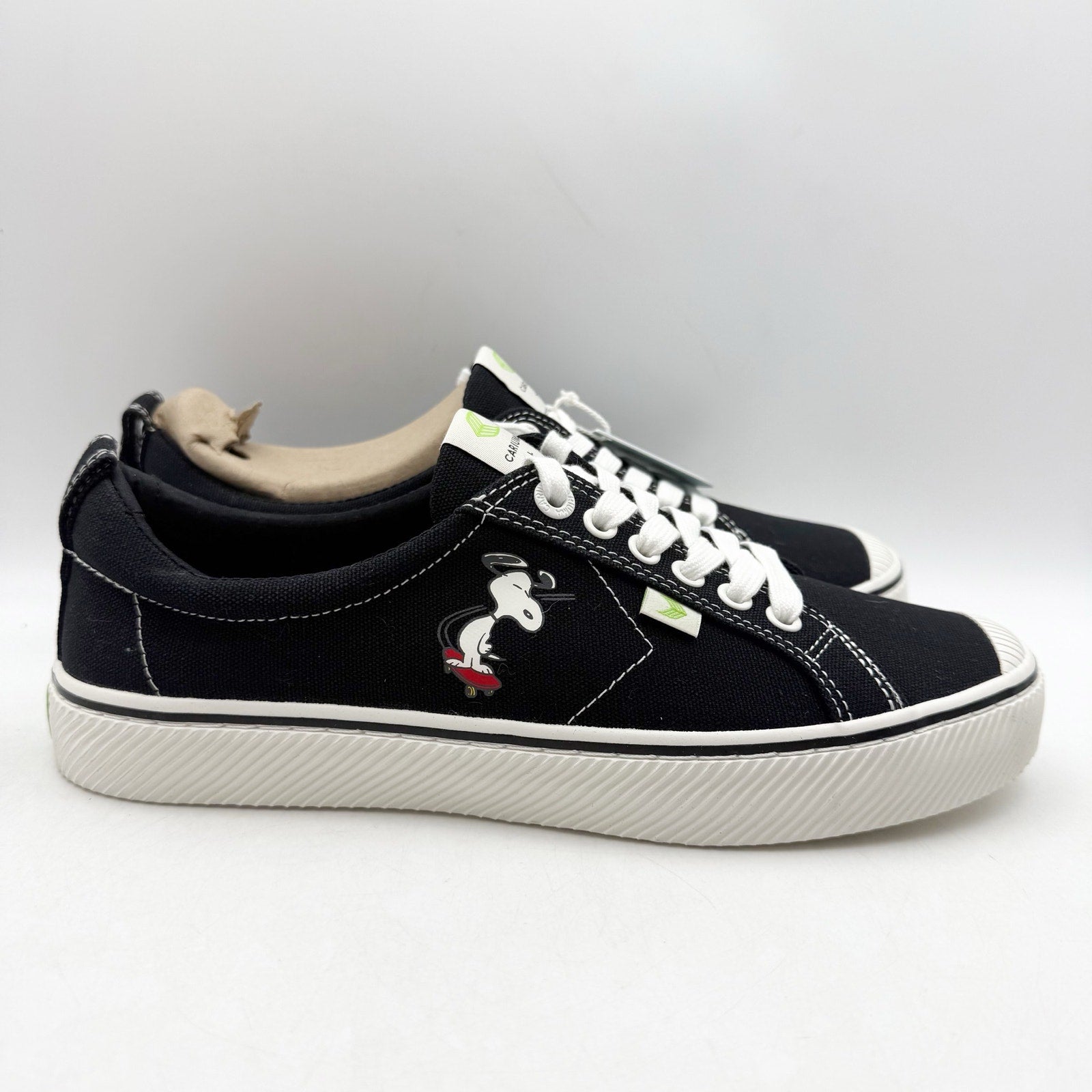 Cariuma Womens Peanuts OCA Low Canvas Sneakers US 9.5 Black Organic Cotton NWOB