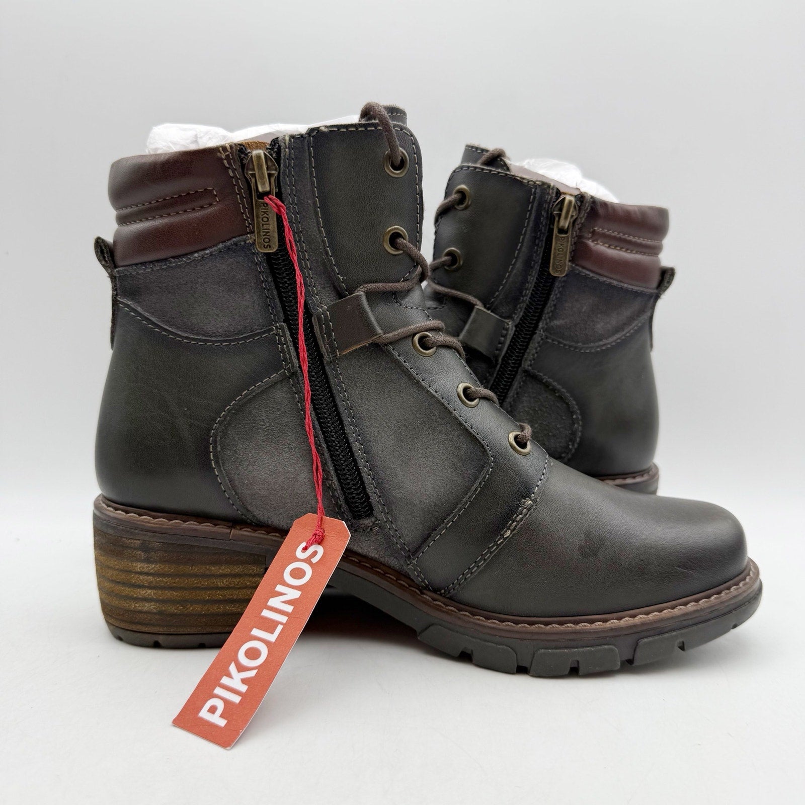 Pikolinos Womens San Sebastian Boots EU 36 US 5.5-6 Grey Calfskin Leather NWOB