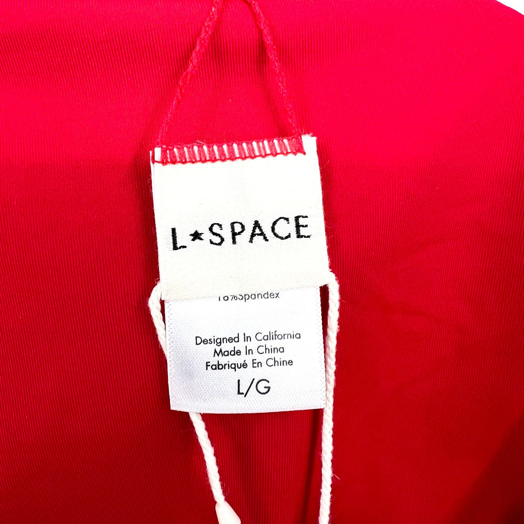 L*Space Eco Chic Repreve Bardot Bikini Bottom Large Lipstick Red NWT