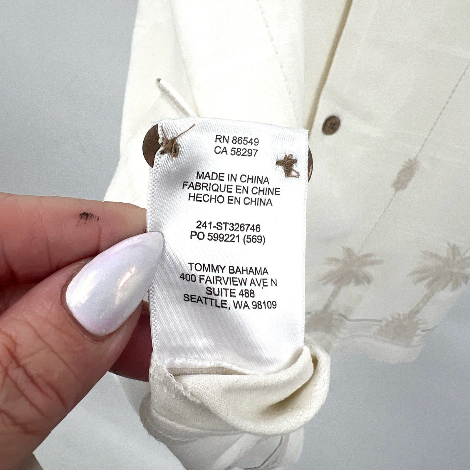 TOMMY BAHAMA Men's Pina Palms Embroidered Shirt XL Cream Continental Silk NWT