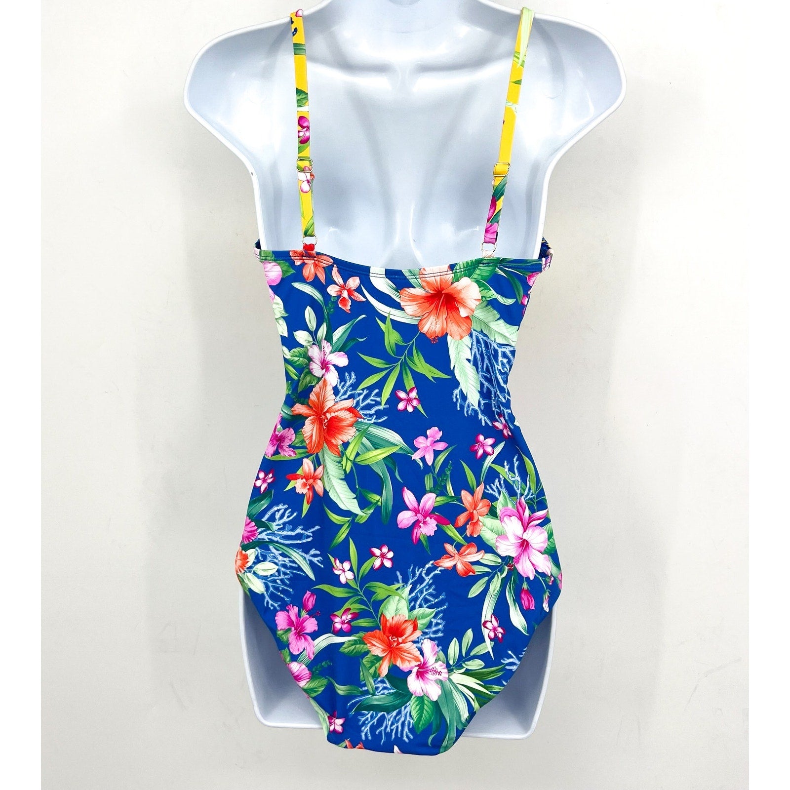 TOMMY BAHAMA Women's Isola Vita One-Piece Swimsuit Size 4 Yellow Blue Floral NWT