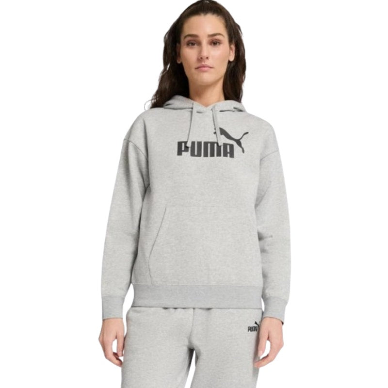 PUMA Women's Essentials Big Logo Hoodie Sweatshirt Small Light Gray Heather NWT