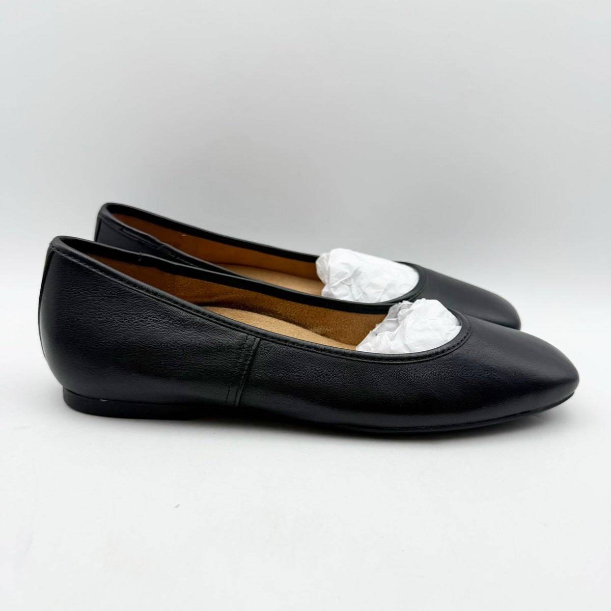 Vionic Womens Orinda Skimmers Flats Size 8.5 WIDE Black Leather Slip On NIB