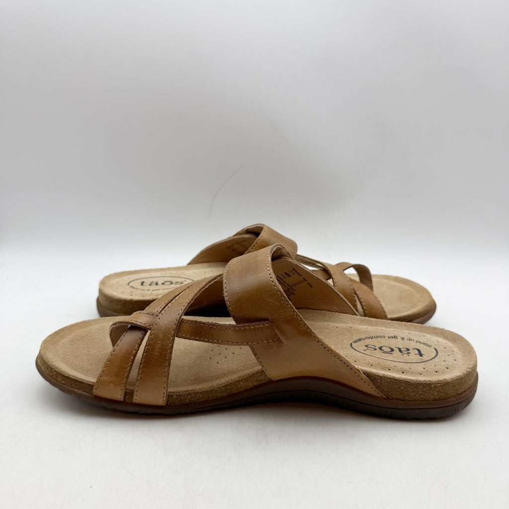 Taos Womens Perfect Toe Loop Sandals Size 10 M Tan Leather NIB