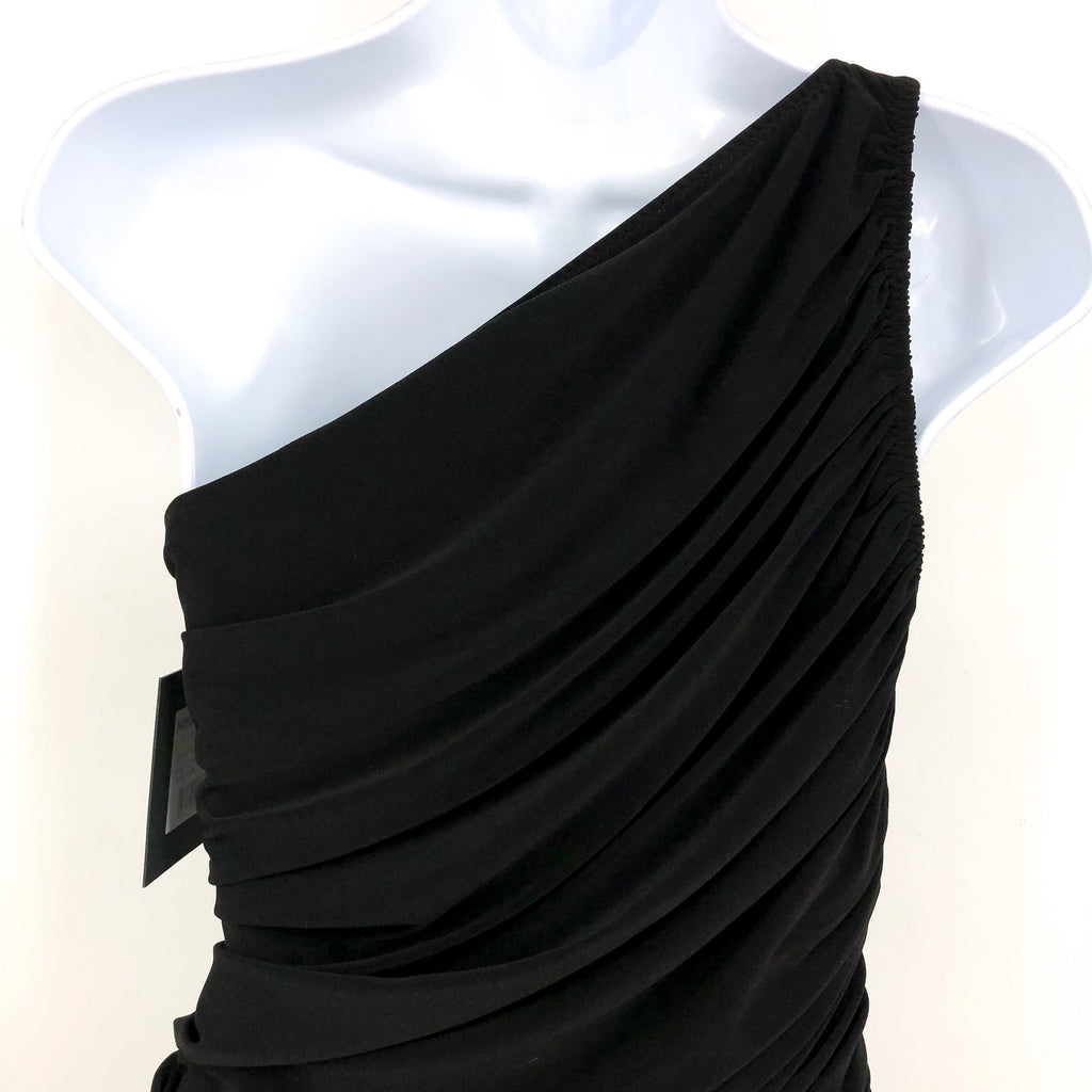 NORMA KAMALI Women's Diana One Shoulder Mini Dress Small/36 Black Ruched NWT