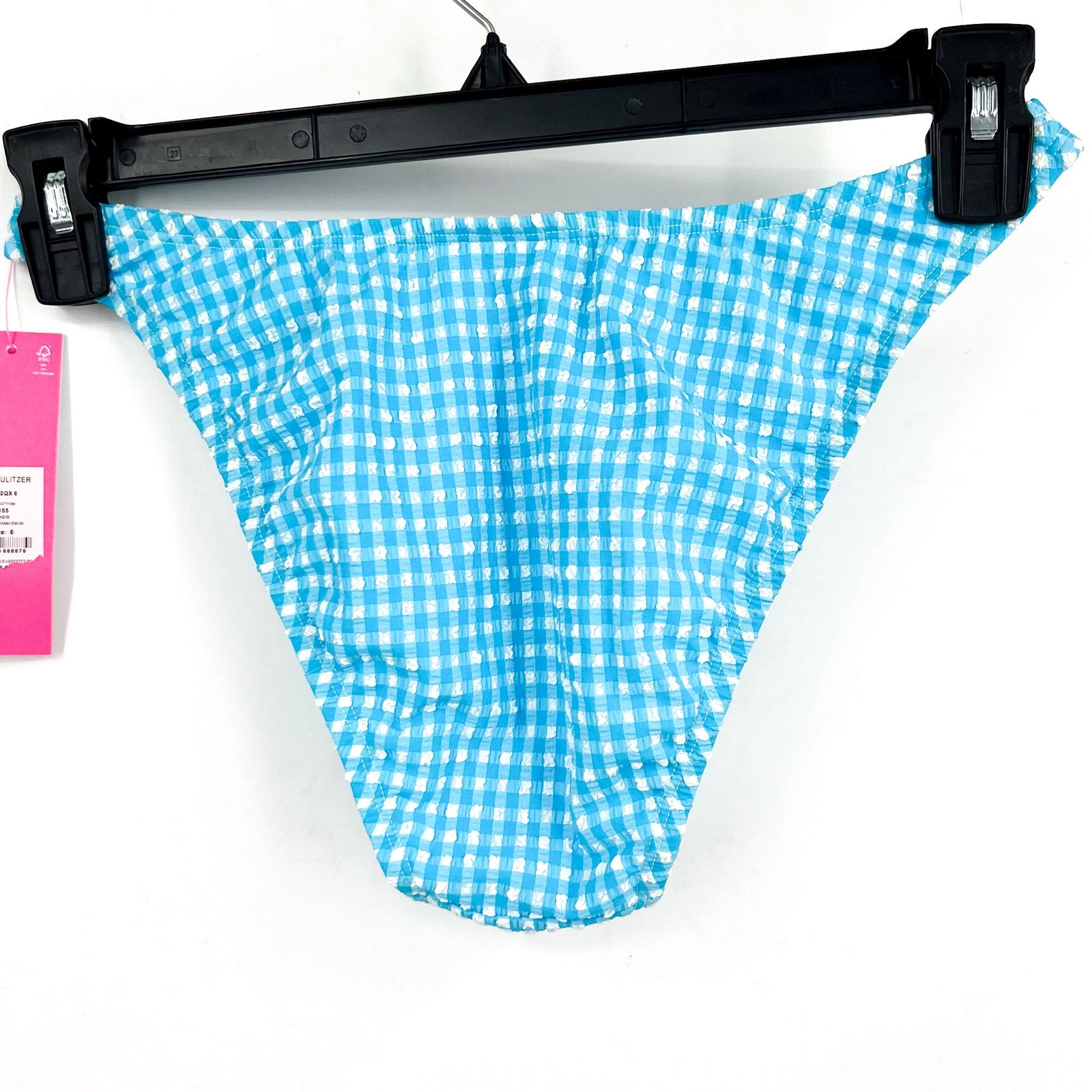 LILLY PULITZER Pico High-Cut Bikini Bottom SIZE 8 Blue Oasis Gingham NWT